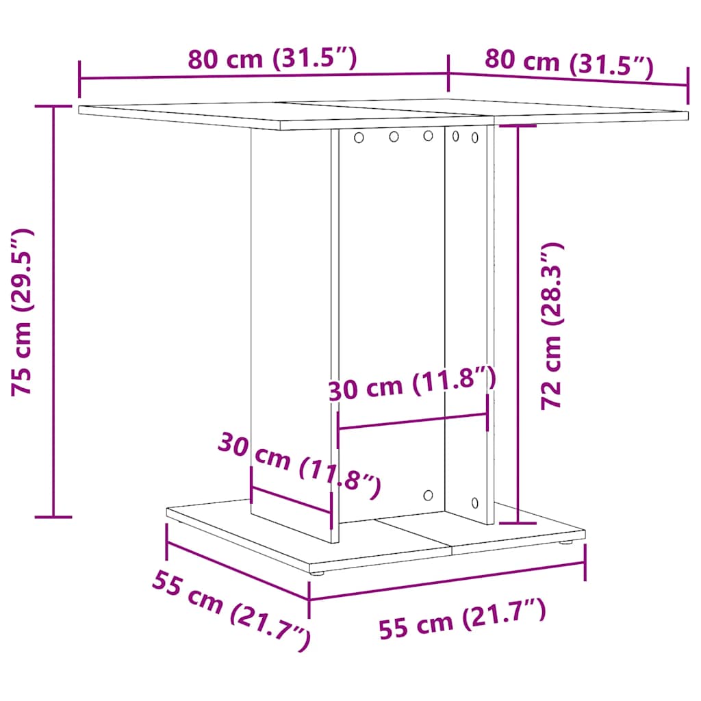 Spisebord Kjøkkenbord Røyk Eik 80x80x75 cm