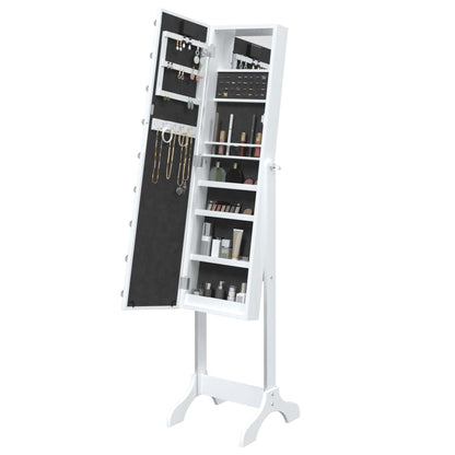 Veggspeil Hvit Frittstående speil med LED 34x37x146 cm