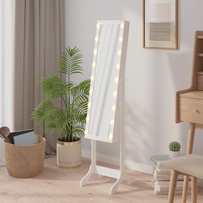Veggspeil Hvit Frittstående speil med LED 34x37x146 cm