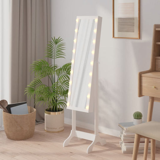 Veggspeil Hvit Frittstående speil med LED 34x37x146 cm