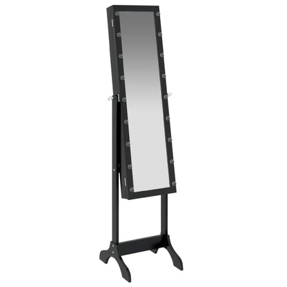 Veggspeil Svart Frittstående speil med LED 34x37x146 cm