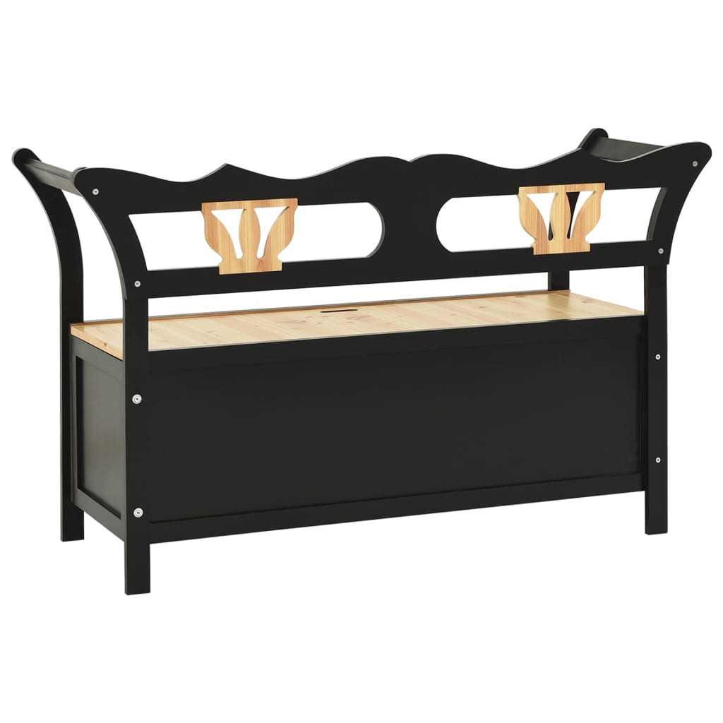 Benk svart 107x45x75,5 cm heltre gran