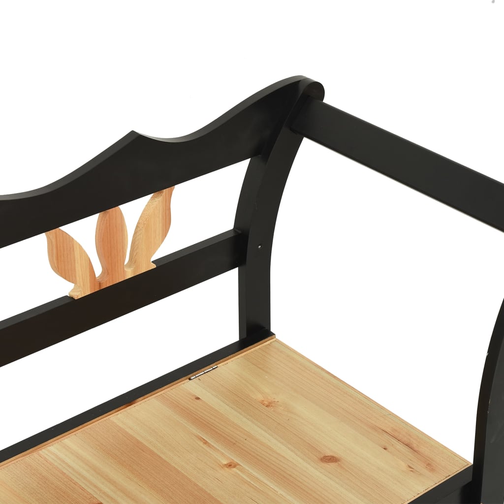 Benk svart 107x45x75,5 cm heltre gran