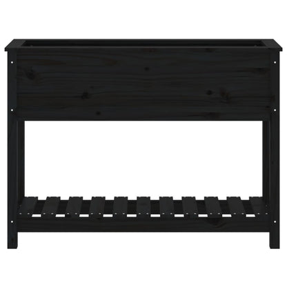 Plantekasse med hylle svart 111,5x34,5x81 cm heltre furu