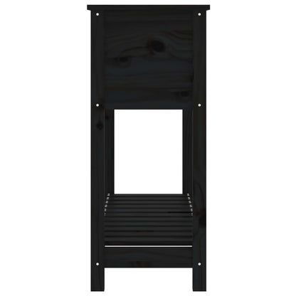 Plantekasse med hylle svart 111,5x34,5x81 cm heltre furu