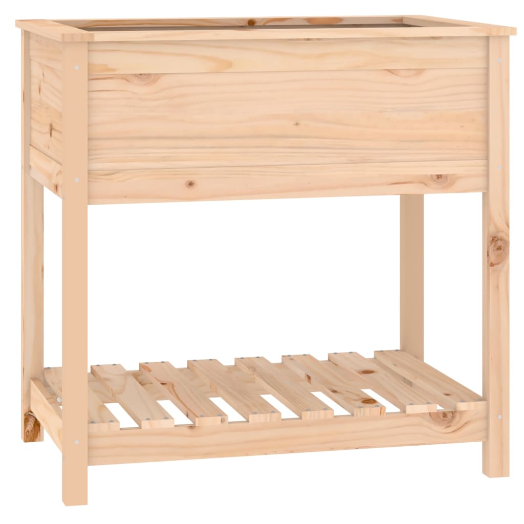 Plantekasse med hylle hvit 82,5x54x81 cm heltre furu