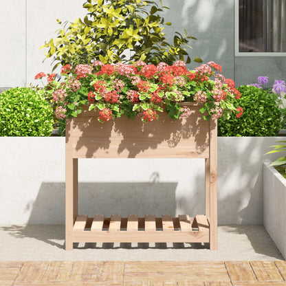 Plantekasse med hylle hvit 82,5x54x81 cm heltre furu