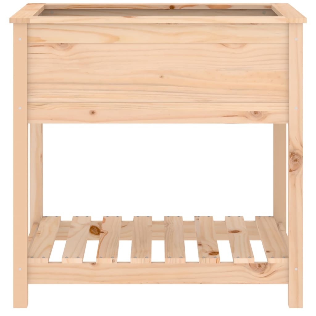 Plantekasse med hylle hvit 82,5x54x81 cm heltre furu
