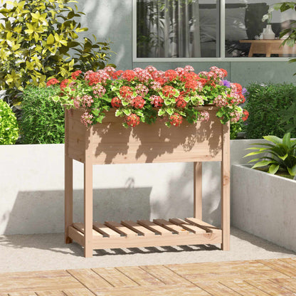 Plantekasse med hylle hvit 82,5x54x81 cm heltre furu