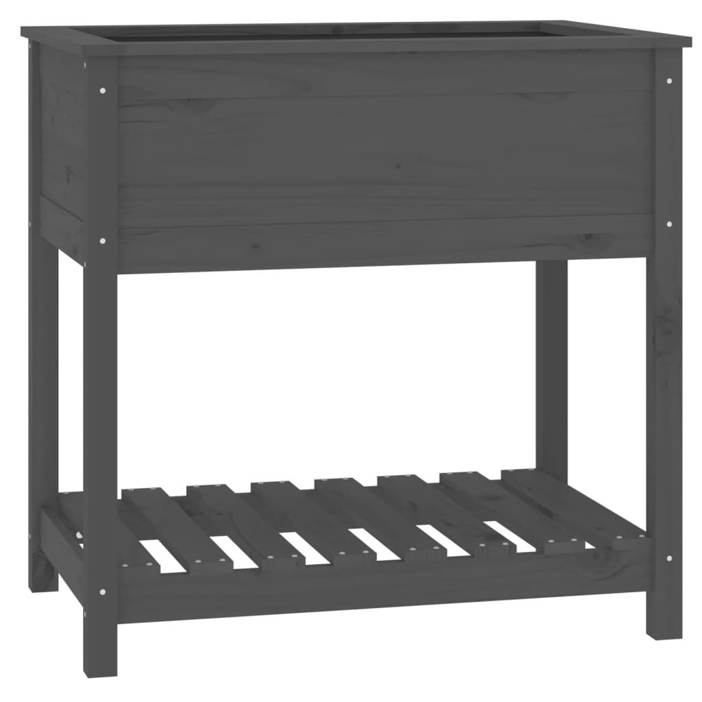 Utendørs Blomsterkasse Plantekasse Tre med hylle Svart 82,5x54x81 cm heltre furu