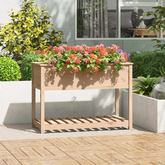 Utendørs Blomsterkasse Plantekasse Tre med hylle 111,5x54x81 cm heltre furu