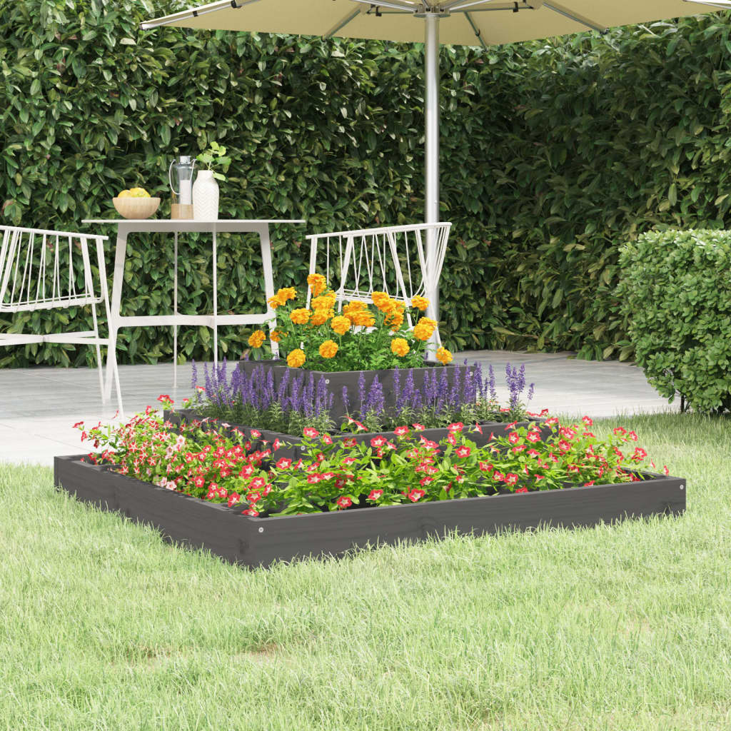 Utendørs Blomsterkasse Plantekasse Tre Grå 80x80x27 cm heltre furu