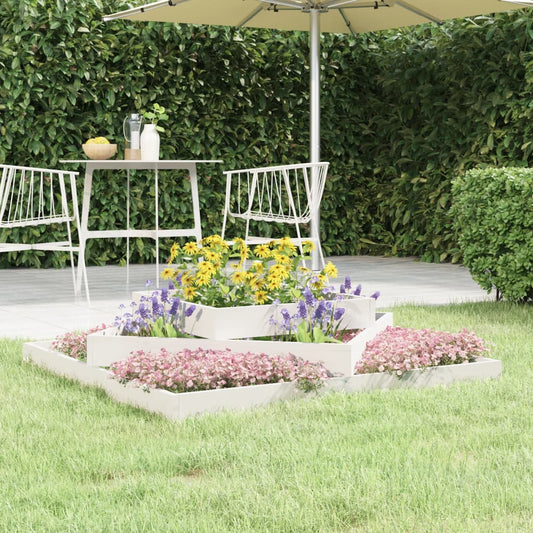 Utendørs Blomsterkasse Plantekasse Tre Hvit 112x112x27 cm heltre furu