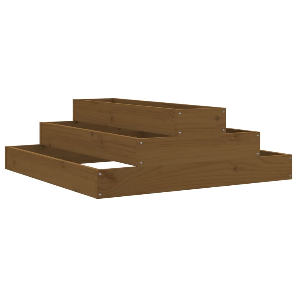 Utendørs Blomsterkasse Plantekasse Tre Honningbrun 80x80x27 cm heltre furu