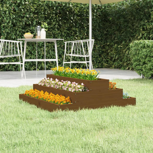Utendørs Blomsterkasse Plantekasse Tre Honningbrun 80x80x27 cm heltre furu