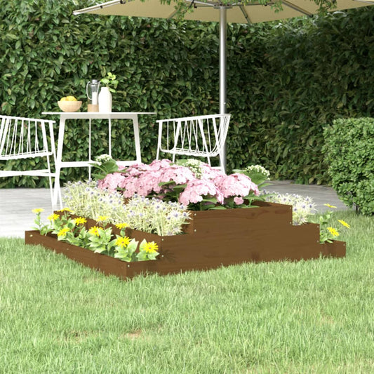 Utendørs Blomsterkasse Plantekasse Tre Honningbrun 110x110x27 cm heltre furu
