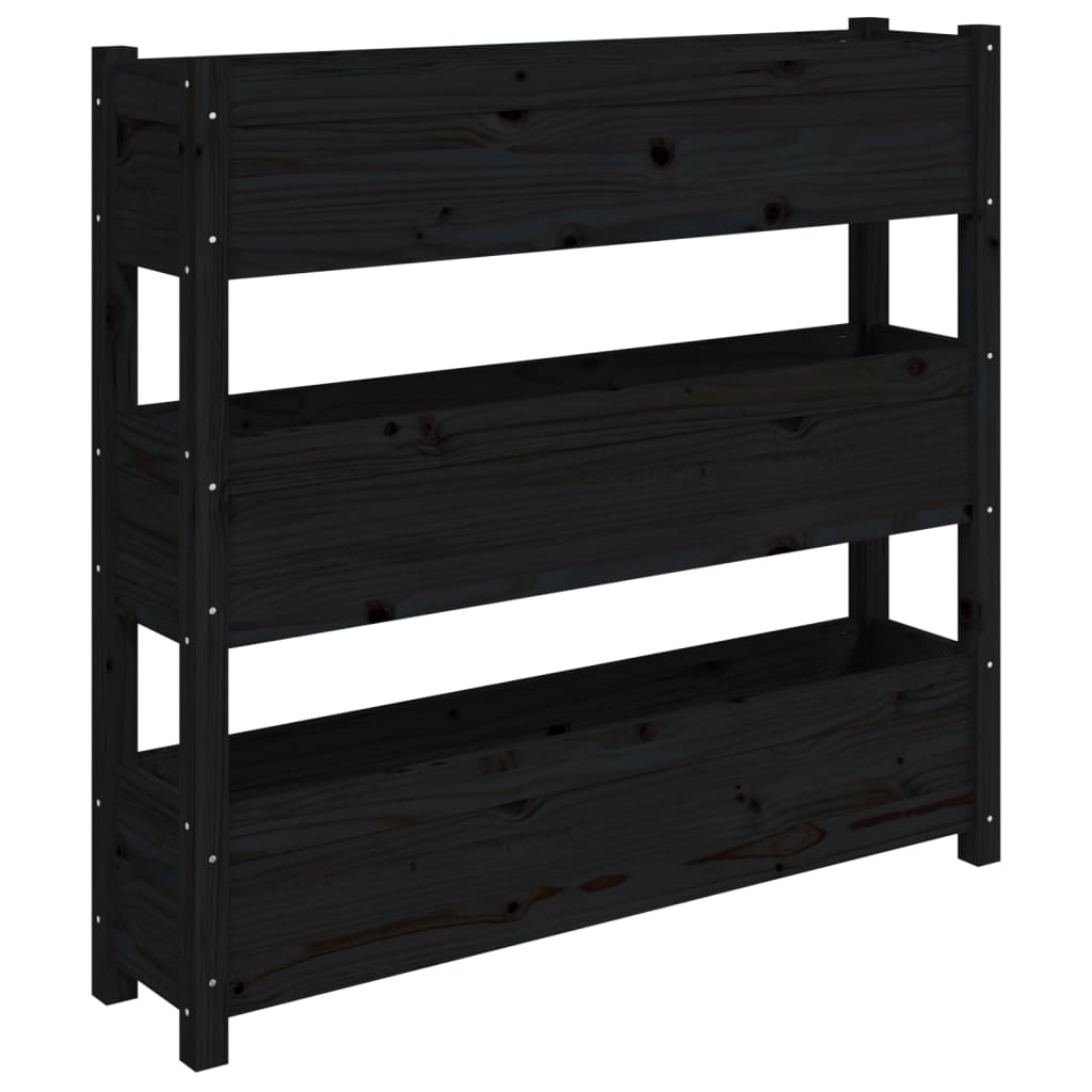 Plantekasse svart 112x25x104,5 cm heltre furu