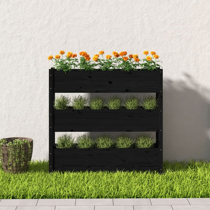 Plantekasse svart 112x25x104,5 cm heltre furu