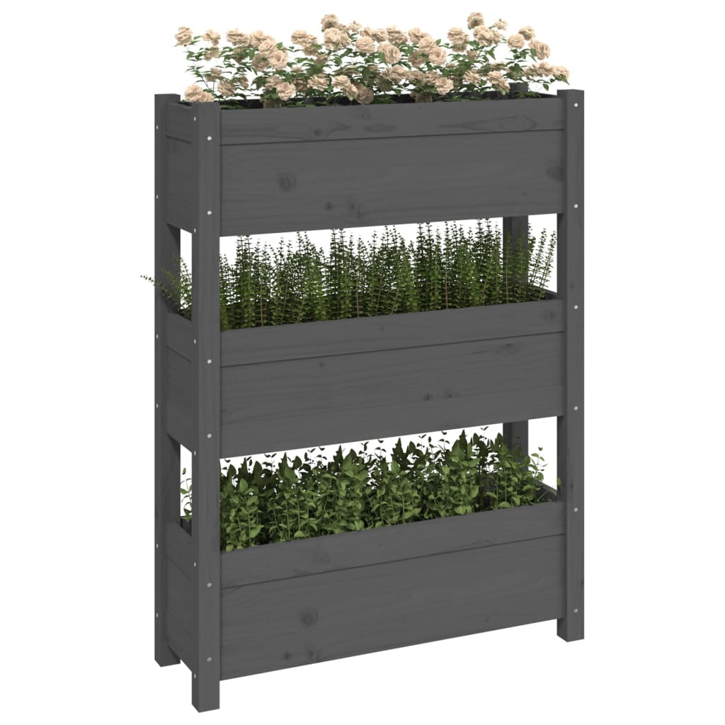 Utendørs Blomsterkasse Plantekasse Tre Grå 77x25x104,5 cm heltre furu
