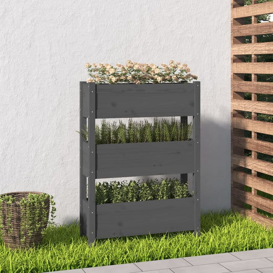 Utendørs Blomsterkasse Plantekasse Tre Grå 77x25x104,5 cm heltre furu