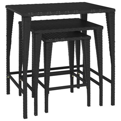 Hagebord Kunstrotting Stablebord 3 stk Svart polyrotting