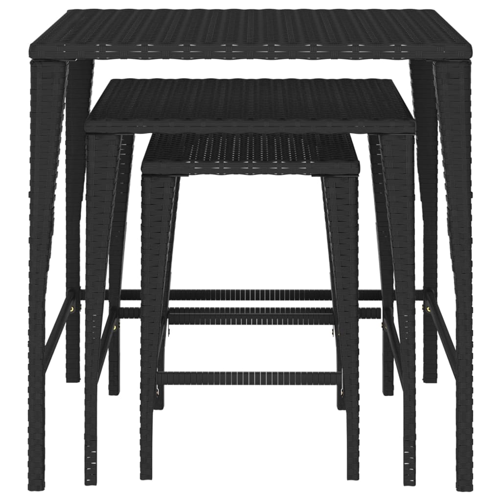 Hagebord Kunstrotting Stablebord 3 stk Svart polyrotting