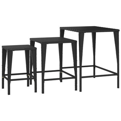 Hagebord Kunstrotting Stablebord 3 stk Svart polyrotting