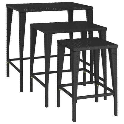 Hagebord Kunstrotting Stablebord 3 stk Svart polyrotting