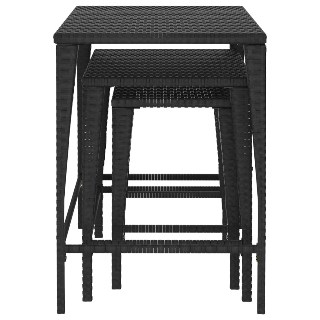 Hagebord Kunstrotting Stablebord 3 stk Svart polyrotting