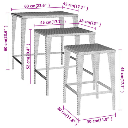 Hagebord Kunstrotting Stablebord 3 stk Svart polyrotting