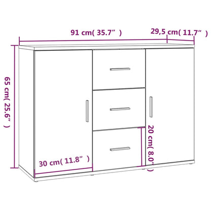 Skjenk sonoma eik 91x29,5x65 cm konstruert tre
