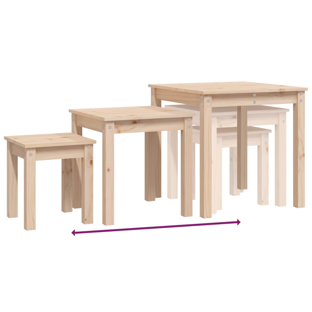 Sidebord Tre Stablebord 3 stk heltre furu