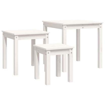 Sidebord Hvit Stablebare 3 stk heltre furu