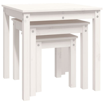 Sidebord Hvit Stablebare 3 stk heltre furu