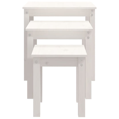 Sidebord Hvit Stablebare 3 stk heltre furu