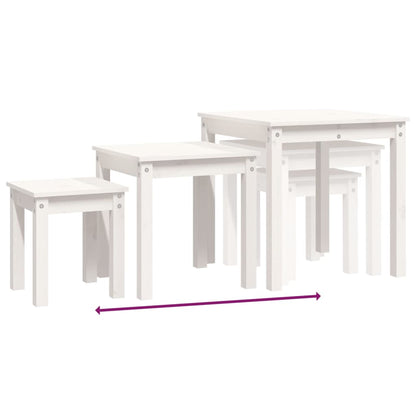 Sidebord Hvit Stablebare 3 stk heltre furu