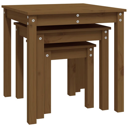 Sidebord Tre Stablebord 3 stk Honningbrun heltre furu