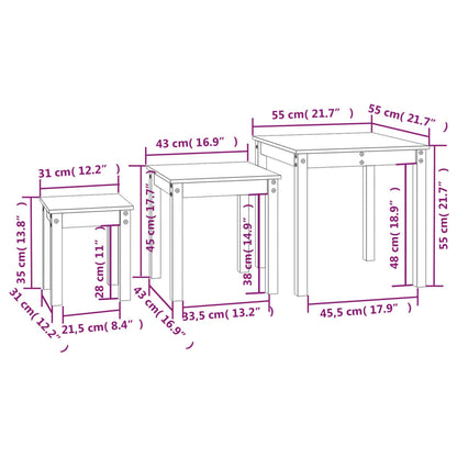 Sidebord Tre Stablebord 3 stk Honningbrun heltre furu