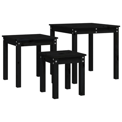 Sidebord Svart Stablebord 3 stk heltre furu
