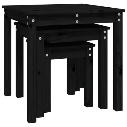 Sidebord Svart Stablebord 3 stk heltre furu