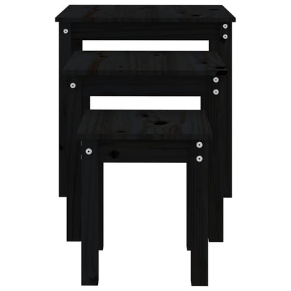 Sidebord Svart Stablebord 3 stk heltre furu
