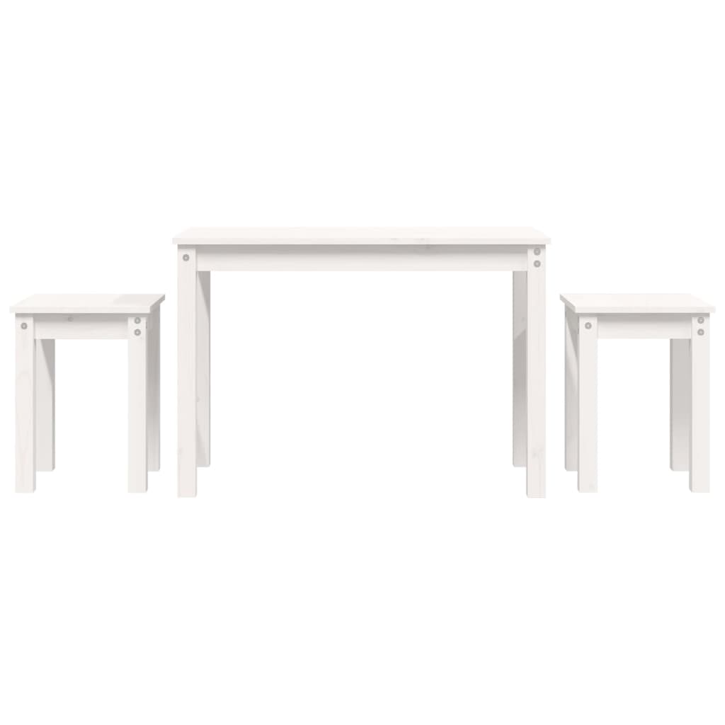 Sidebord Hvit Stablebare 3 stk heltre furu