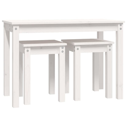 Sidebord Hvit Stablebare 3 stk heltre furu