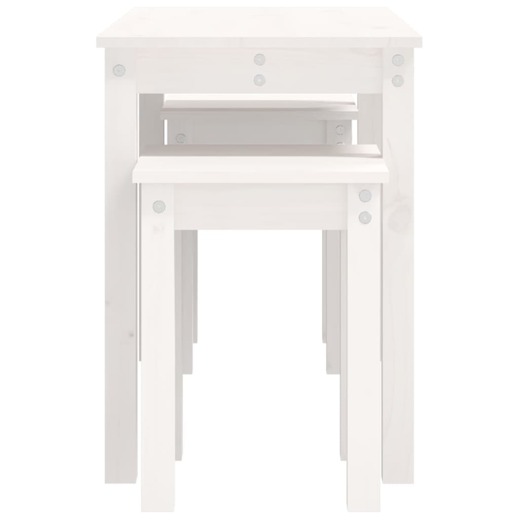 Sidebord Hvit Stablebare 3 stk heltre furu