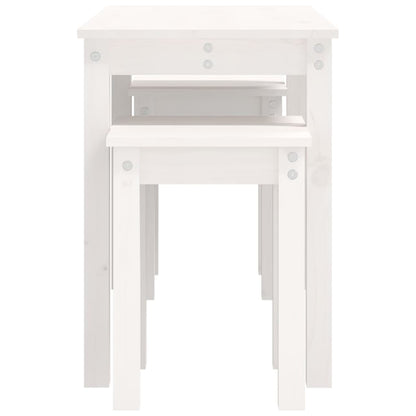 Sidebord Hvit Stablebare 3 stk heltre furu