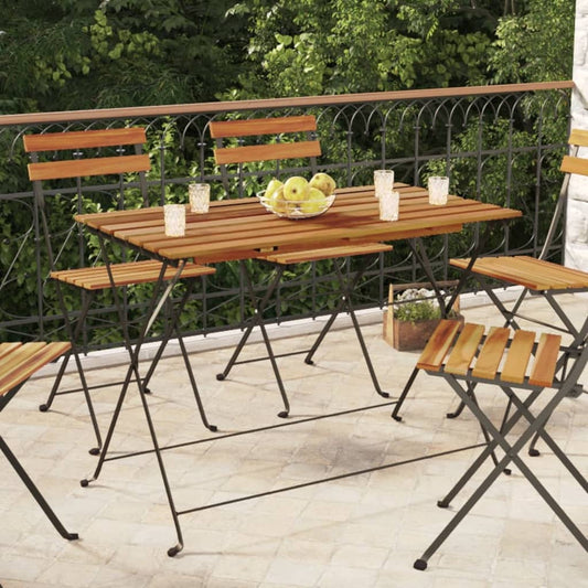 Cafébord bistrobord 100x54x71 cm heltre akasie og stål
