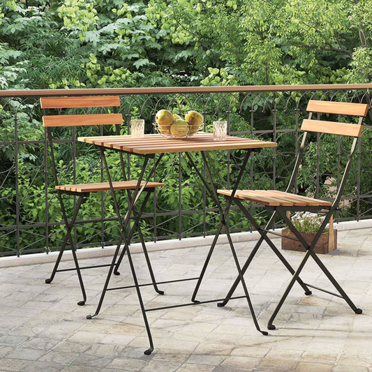 Cafébord bistrobord 55x54x71 cm heltre teak og stål
