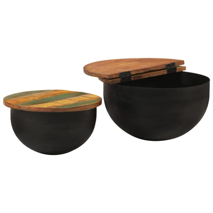 Salongbord Sofabord Svart gjenvunnet heltre 2 stk