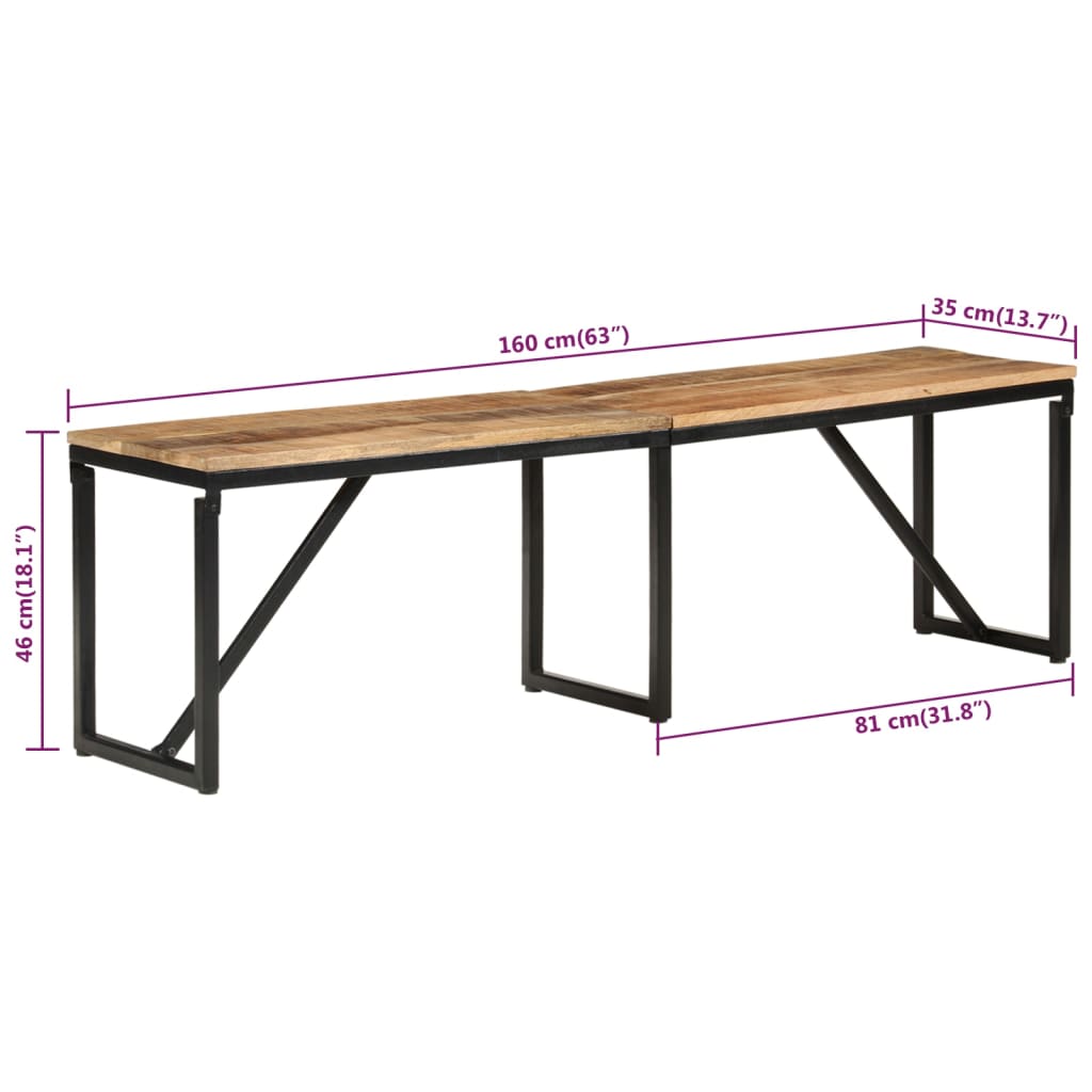 Sittebenk 160x35x46 cm heltre mango