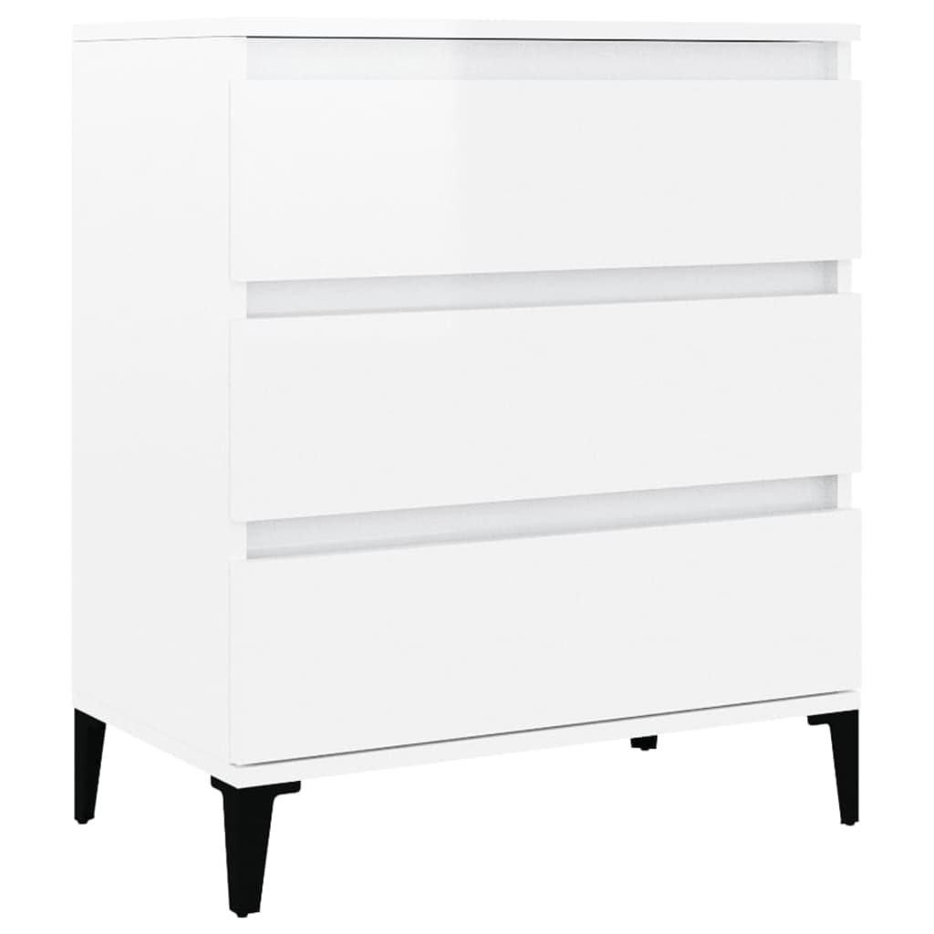 Skjenk høyglans hvit 60x35x70 cm konstruert tre